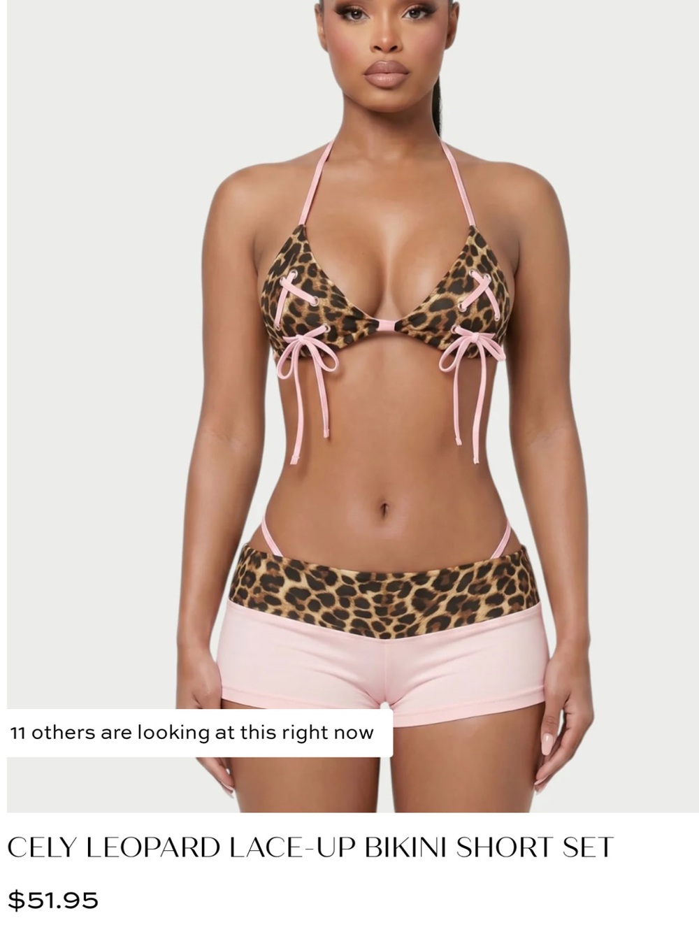 Leopard Print & Pink Two-Piece Bikini Set